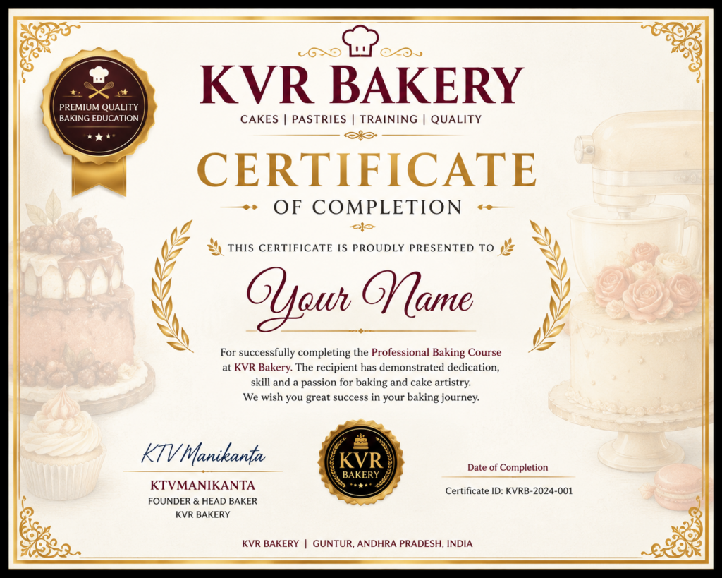What You'll Gain from KVR Bakery Professional Baking Courses- Certificate